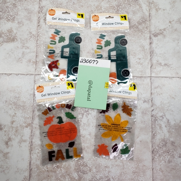 Autumn Decals Fall Gel Perfect Harvest Small Thanksgiving Window Clings 4 Packs - Picture 7 of 7